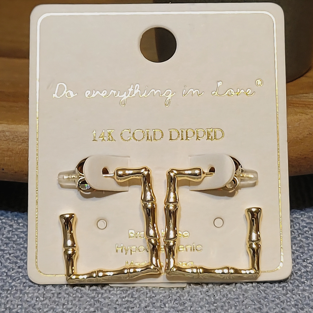 Do everything in love 14K Gold Dipped Bamboo Hoop Earrings